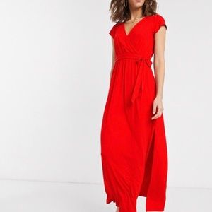 ASOS Red Tie-Front Maxi Dress (Never Worn!)